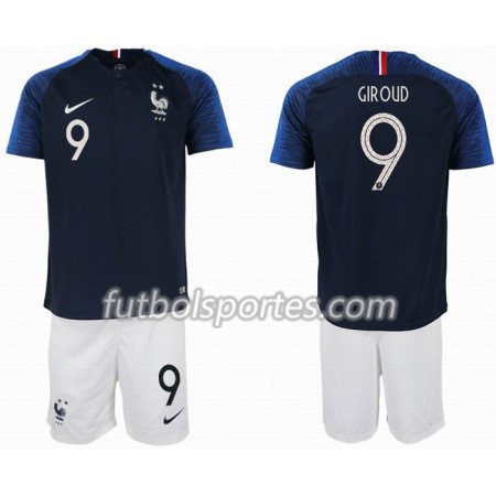 Camisetas Francia GIROUD 9 2 star Niño Primera Equipacion Mundial 2018